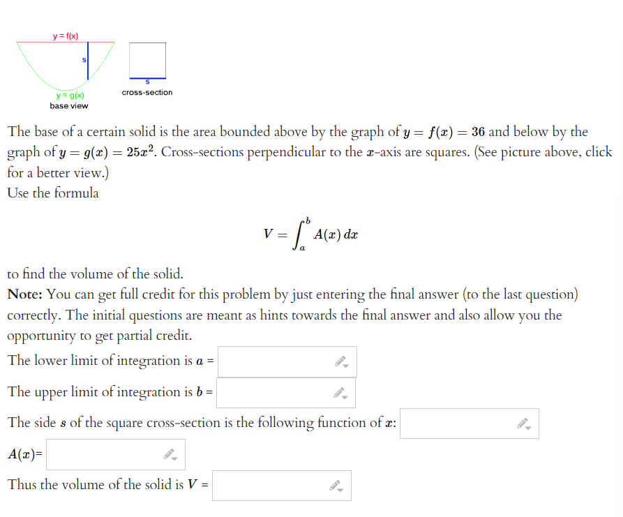 Solved The Base Of A Certain Solid Is The Area Bounded