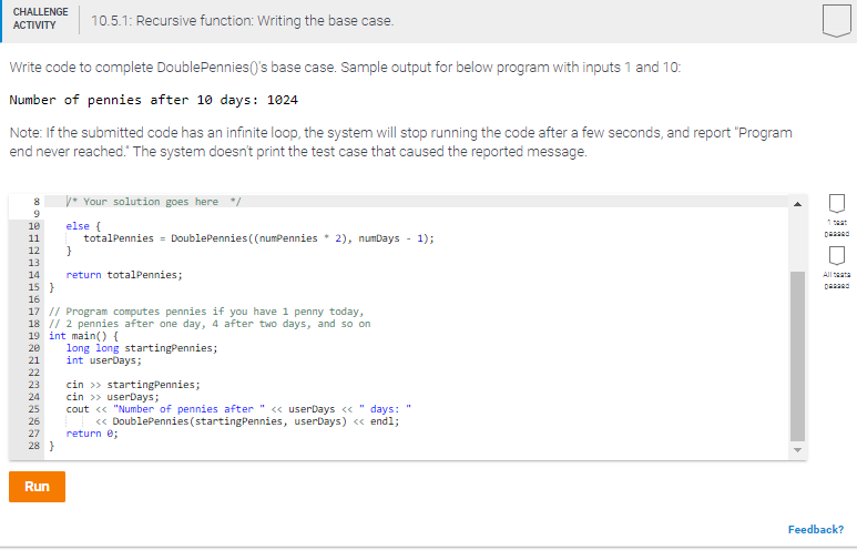 Solved Challenge Activity Recursive Function Chegg