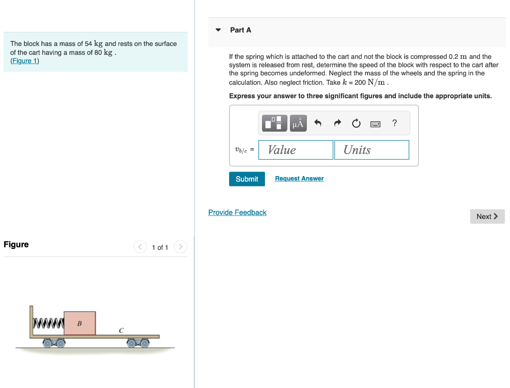 Solved The Block Has A Mass Of 54 Kg And Rests On The Chegg