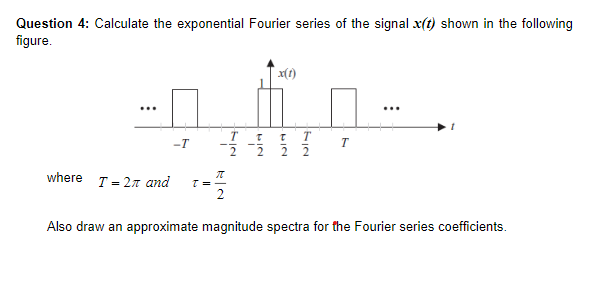 Solved Question 4 Calculate The Exponential Fourier Series Chegg