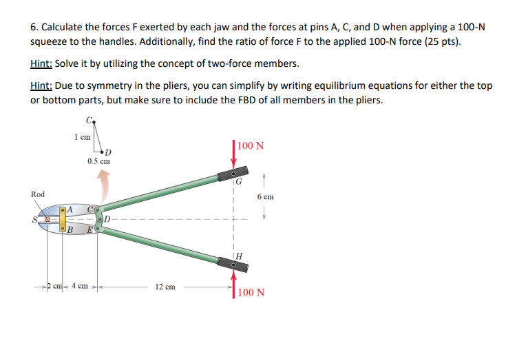 Solved 6 Calculate The Forces F Exerted By Each Jaw And The Chegg