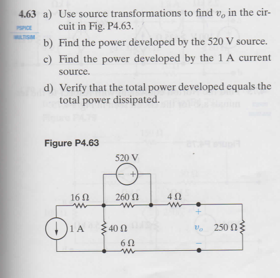 Solved A Use Source Transformations To Find Vo In The Chegg