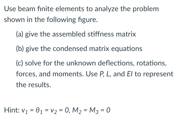 Solved Use Beam Finite Elements To Analyze The Problem Shown Chegg