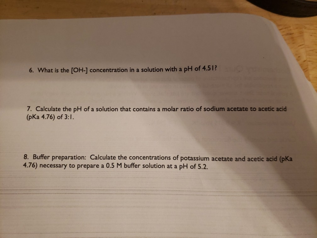 Solved 6 What Is The OH Concentration In A Solution With Chegg