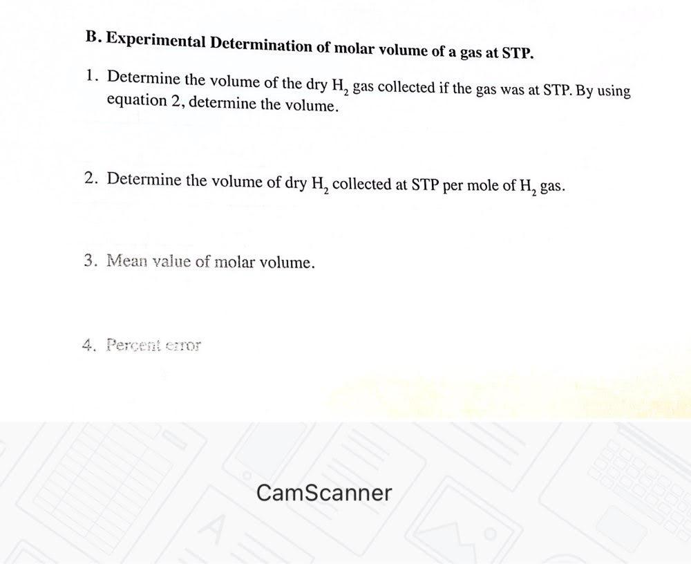 Solved Lab Determination Of The Molar Volume Of A Gas Chegg