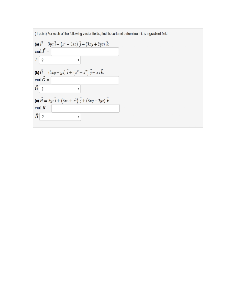 Solved Point For Each Of The Following Vector Fields Chegg