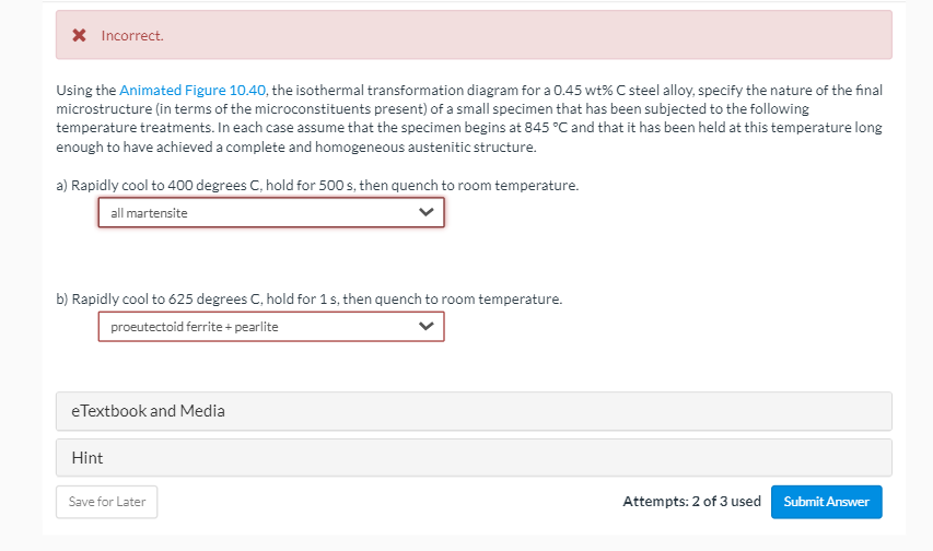 Solved X Incorrect Using The Animated Figure The Chegg