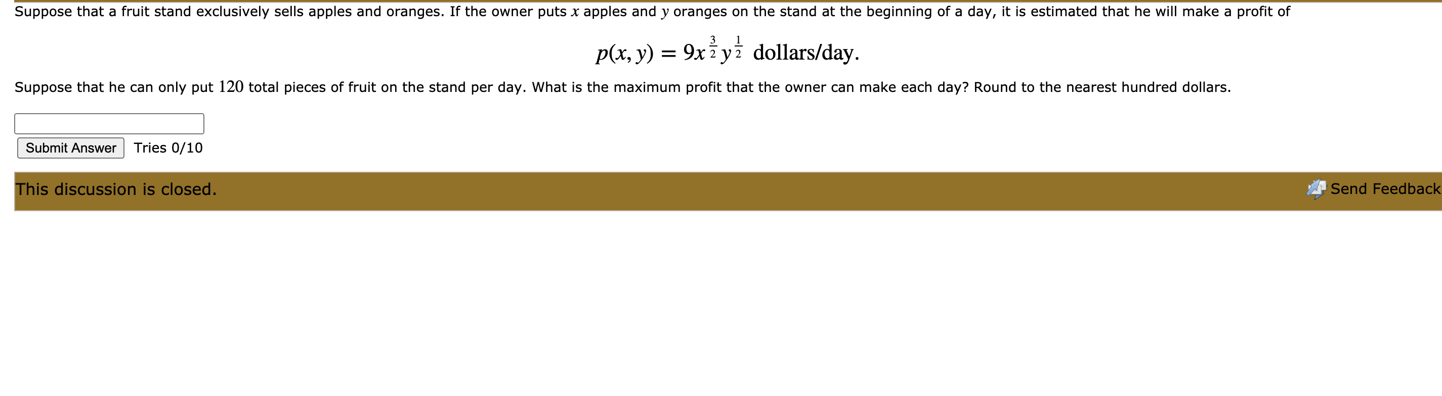 Solved Suppose That A Fruit Stand Exclusively Sells Apples Chegg