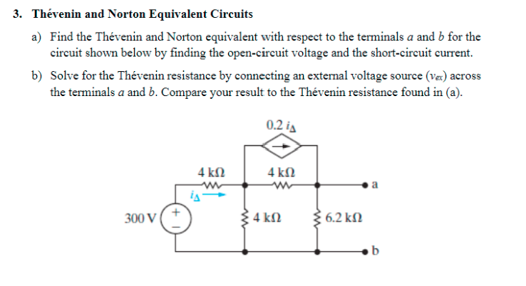 Solved Th Venin And Norton Equivalent Circuits A Find Chegg