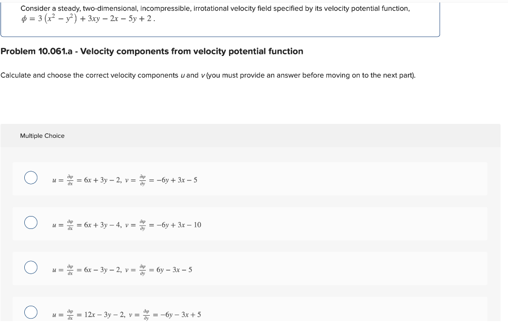 Solved Consider A Steady Two Dimensional Incompressible Chegg