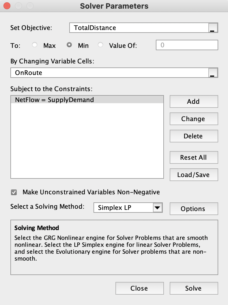 Solved Solver Parameters Set Objective Totaldistance To Chegg