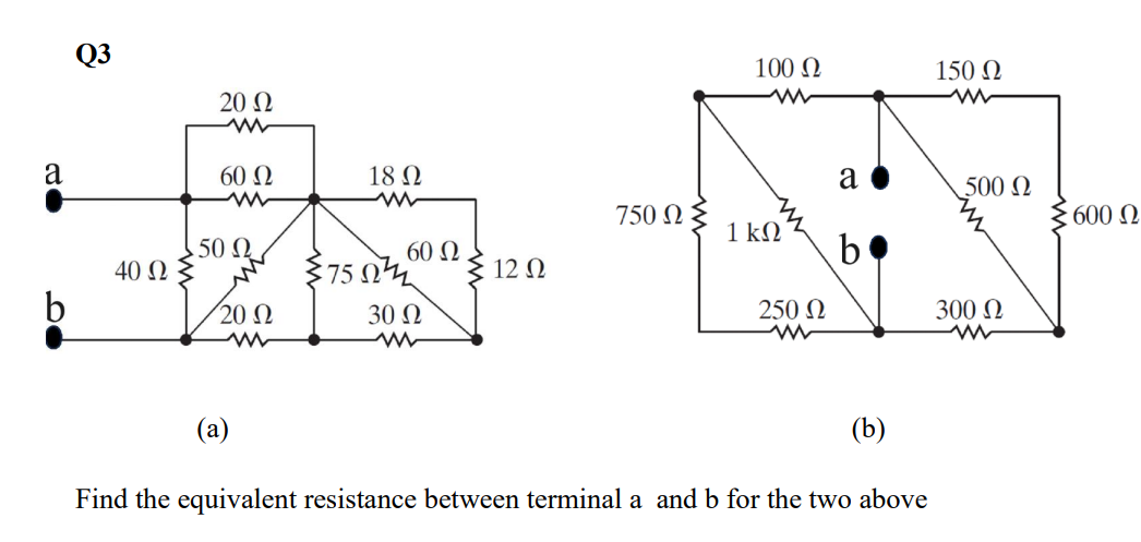 Solved Find The Equivalent Resistance Between Terminal A And Chegg