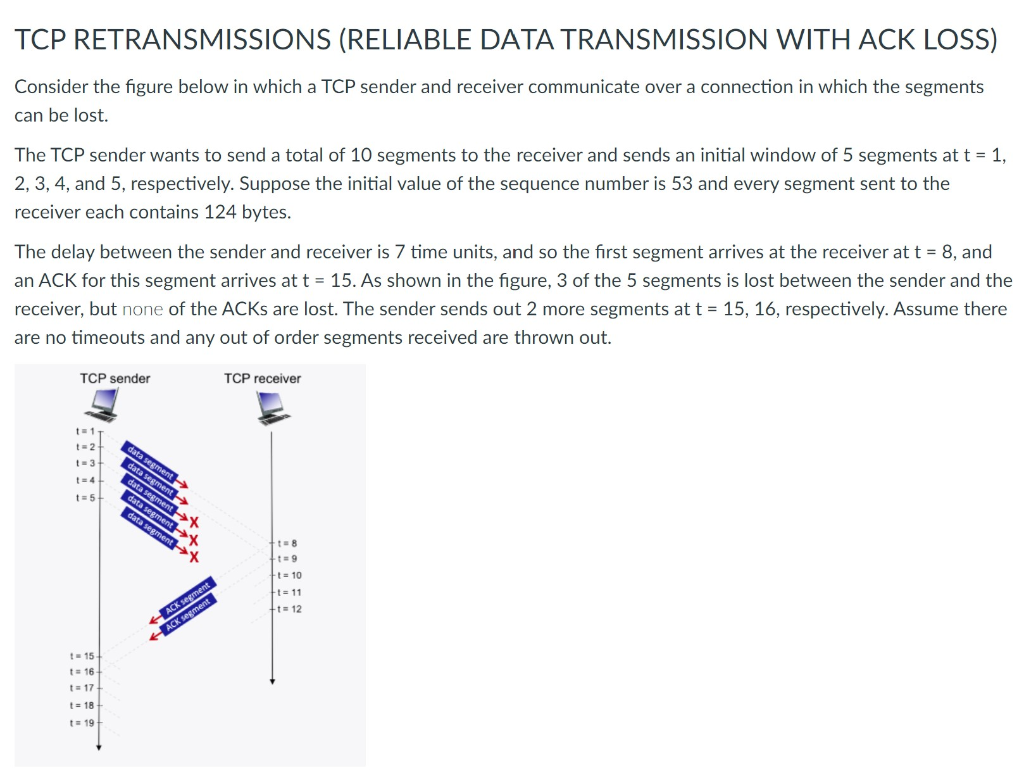 Solved Tcp Sequence And Ack Numbers With Segment Loss Chegg