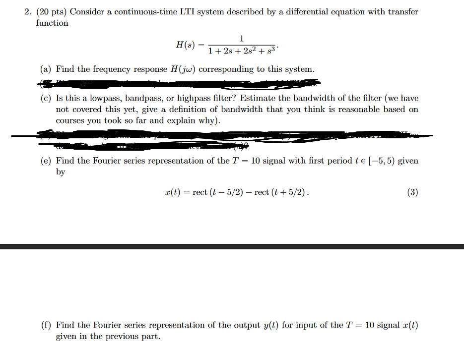 Solved Pts Consider A Continuous Time Lti System Chegg