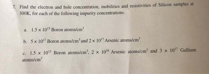 Solved 7 Find The Electron And Hole Concentration Chegg