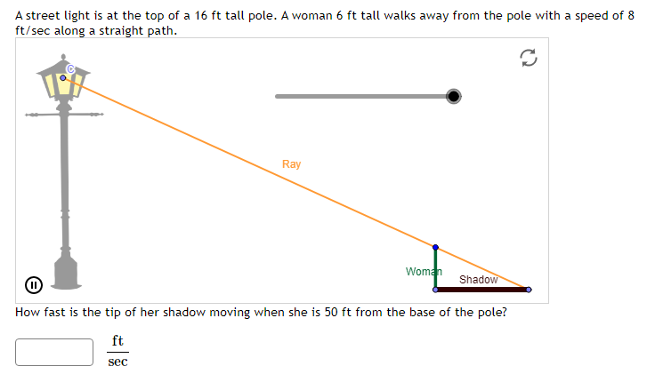 Solved A Street Light Is At The Top Of A 16ft Tall Pole A Chegg