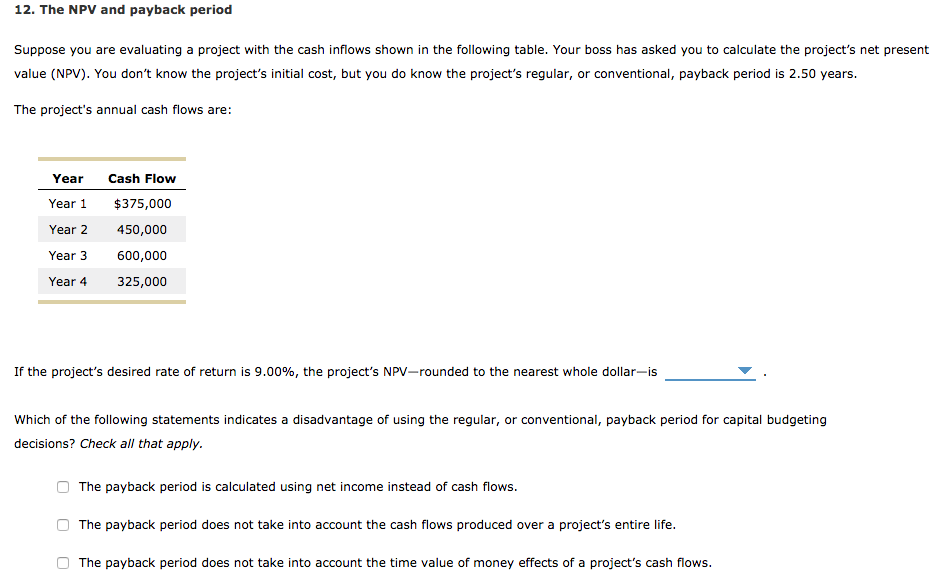 Solved The Npv And Payback Period Suppose You Are Chegg