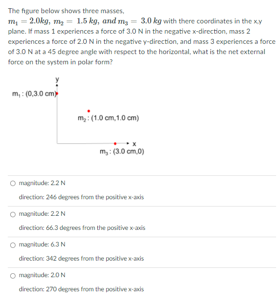 Solved The Figure Below Shows Three Masses M Kg M Chegg