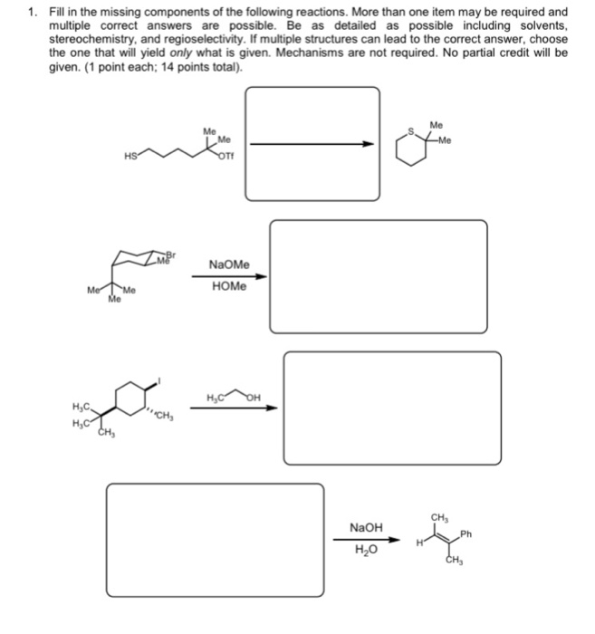 Solved Fill In The Missing Components Of The Following Chegg