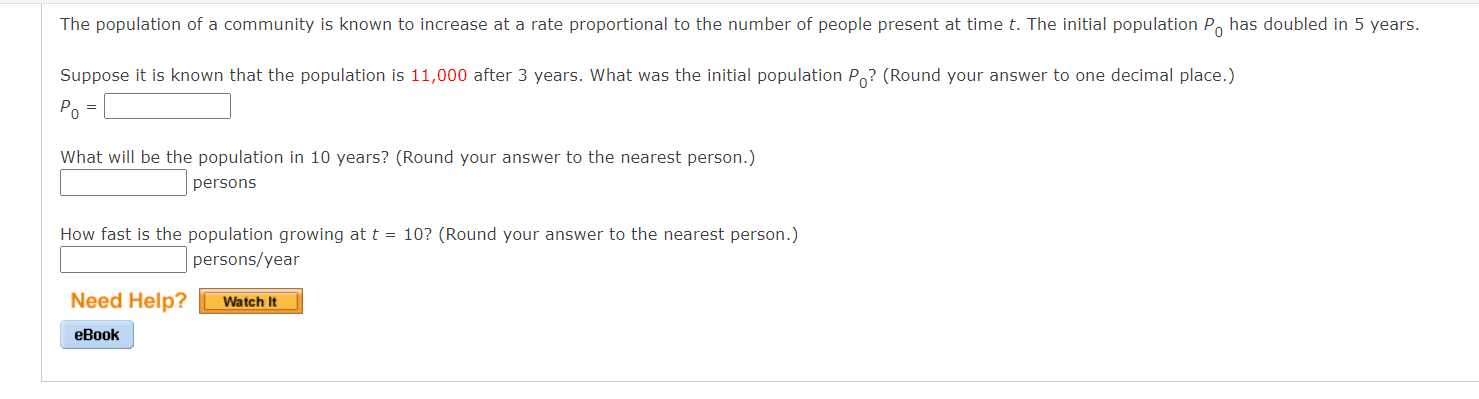 Solved The Population Of A Community Is Known To Increase At Chegg