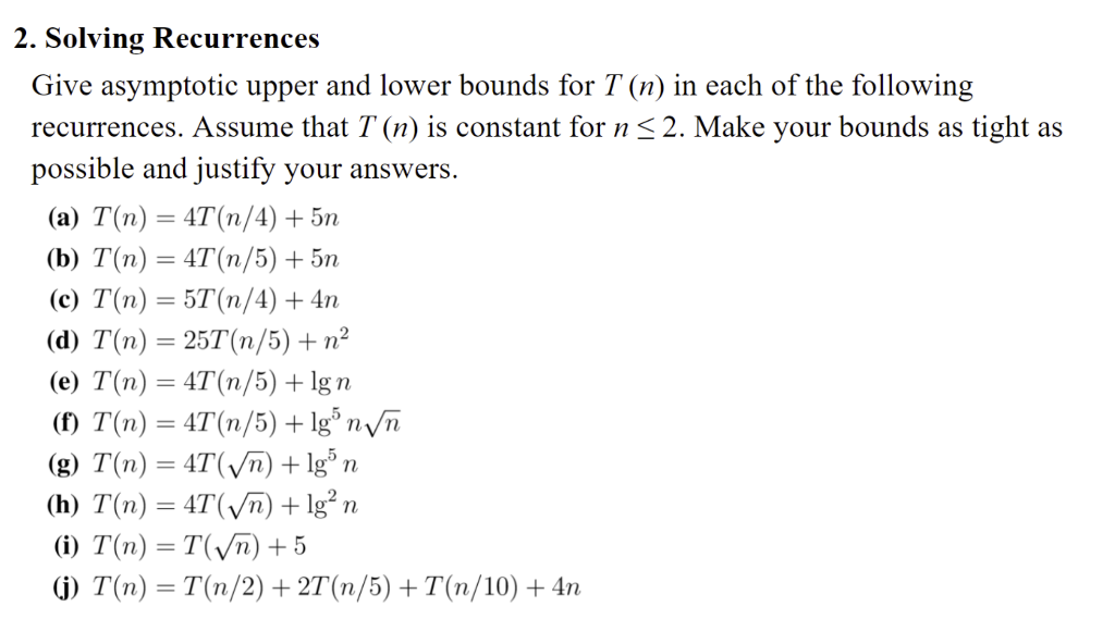 Solved Solving Recurrences Give Asymptotic Upper And Chegg