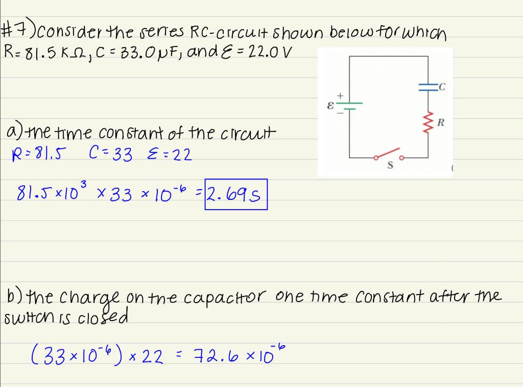 Solved 7 Consider The Series RC Circult Shown Below For Chegg