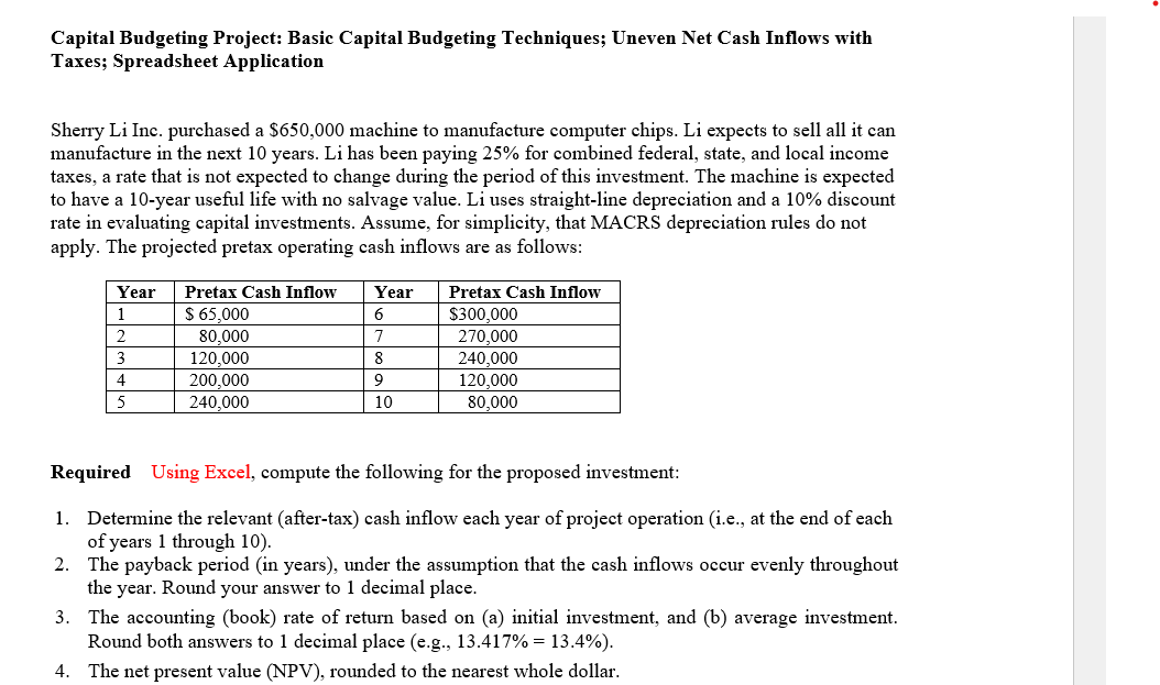 Solved Capital Budgeting Project Basic Capital Budgeting Chegg