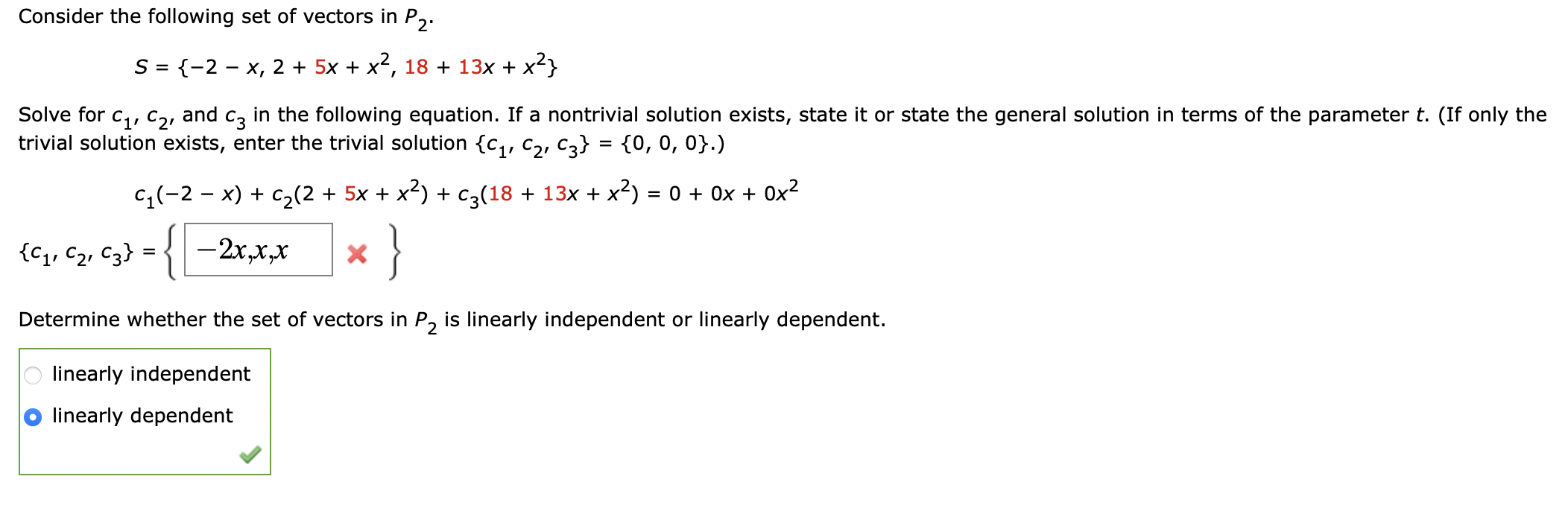 Solved Consider The Following Set Of Vectors In P Chegg