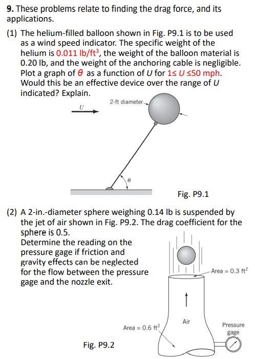 Solved 9 These Problems Relate To Finding The Drag Force Chegg