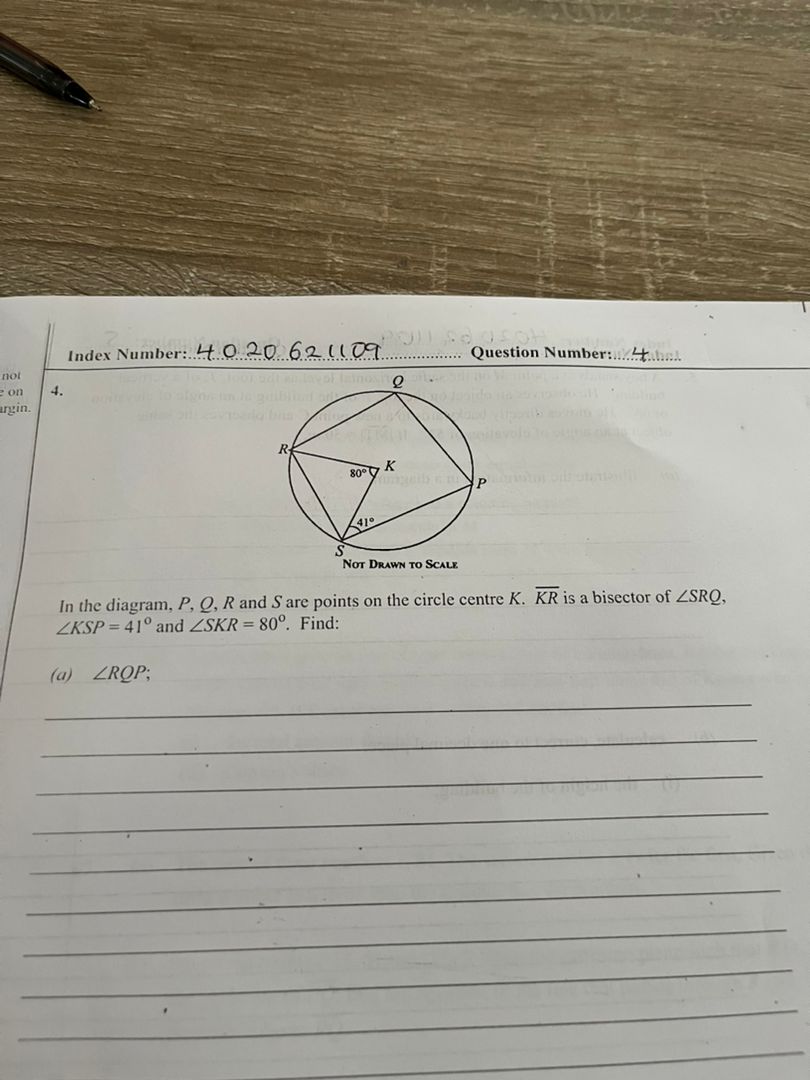 Solved In The Diagram P Q R And S Are Points On The Circle Chegg