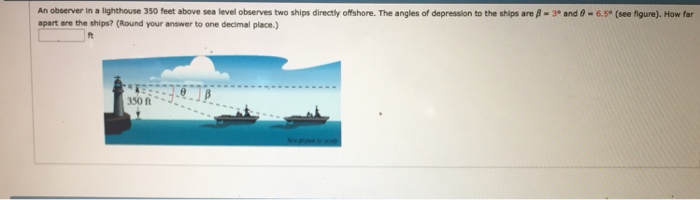 Solved An Observer In A Lighthouse Feet Above Sea Level Chegg