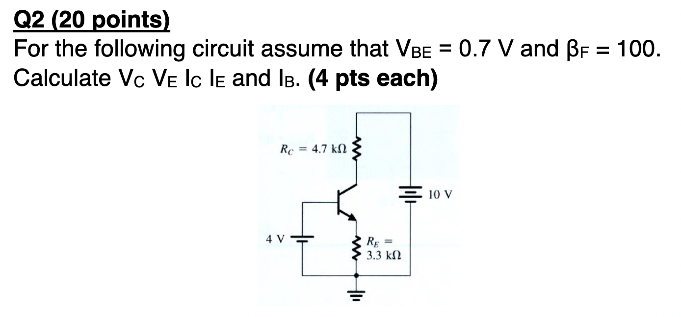 Solved Q2 20 Points For The Following Circuit Assume That Chegg