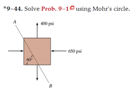 Solved 9 44 Solve Prob 9 1 Using Mohr S Circle Chegg