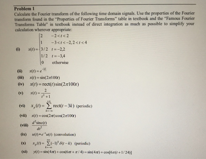 Solved Calculate The Fourier Transform Of The Following Time Chegg