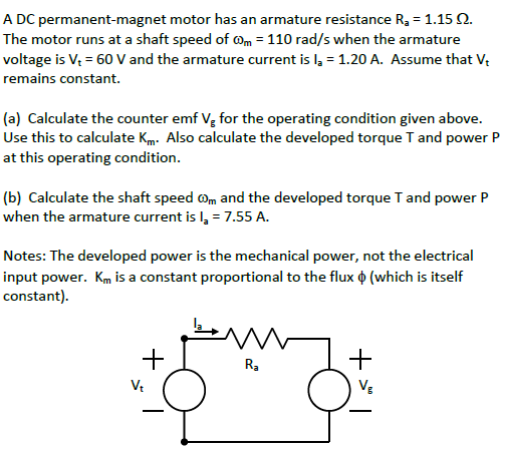 A Dc Permanent Magnet Motor Has An Armature Resistance