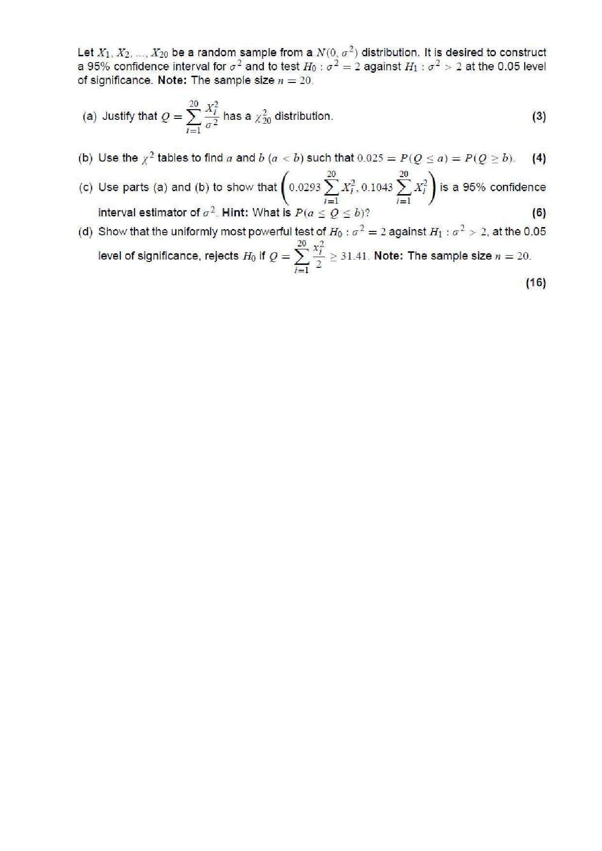 Solved Let X 1 X 2 Ldots X 20 Be A Random Chegg