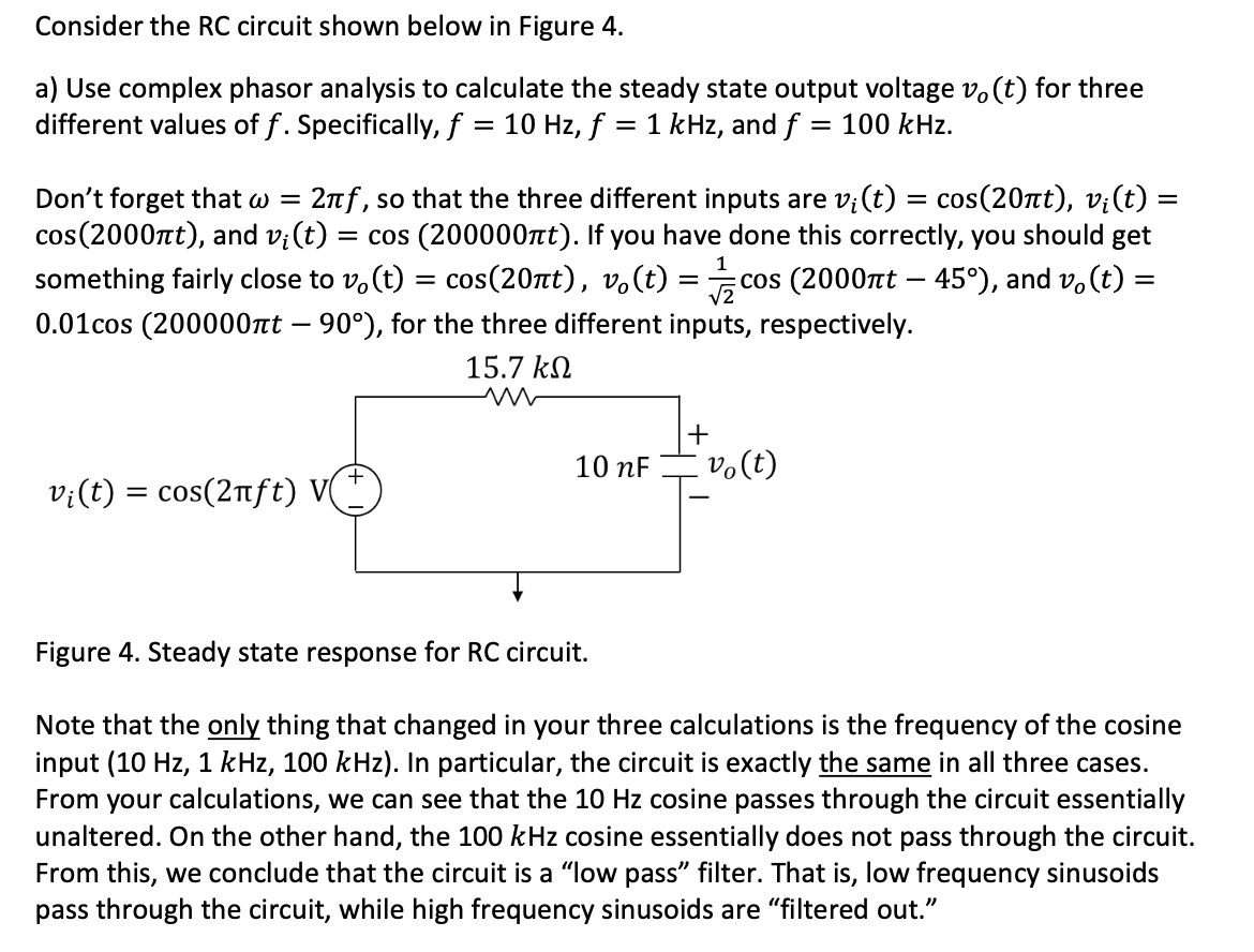 Solved Consider The RC Circuit Shown Below In Figure 4 A Chegg