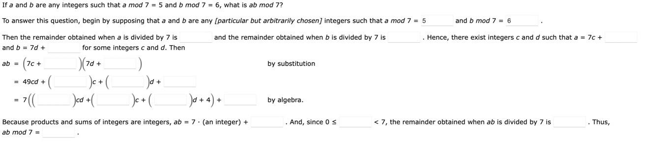 Solved If A And B Are Any Integers Such That A Mod 7 5 And Chegg