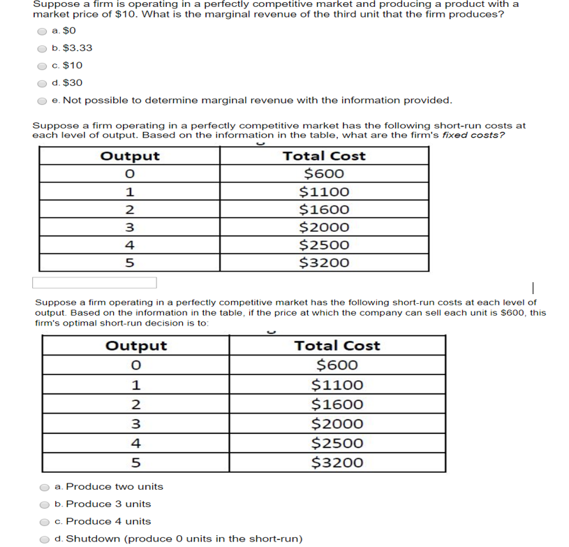 Solved Suppose A Firm Is Operating In A Perfectly Chegg