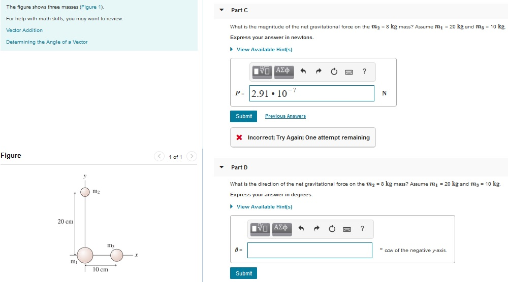 Solved The Figure Shows Three Masses Figure 1 Part For Chegg