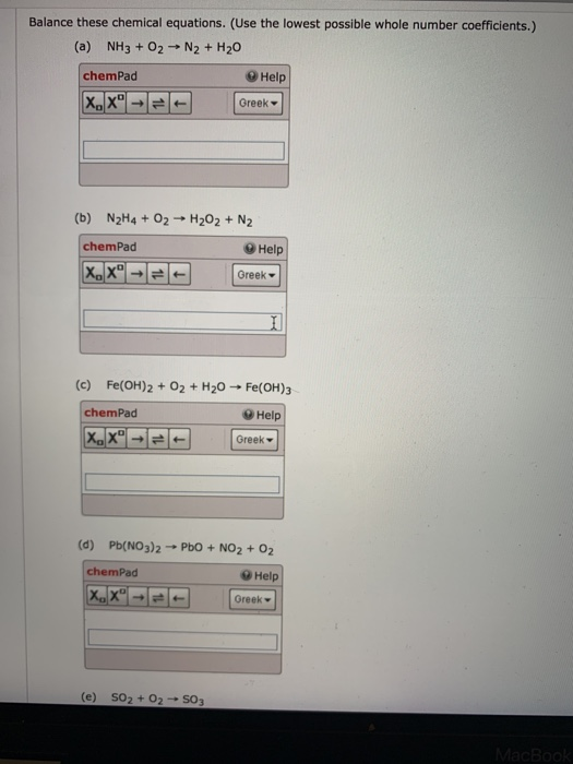 Solved Balance These Chemical Equations Use The Lowest Chegg