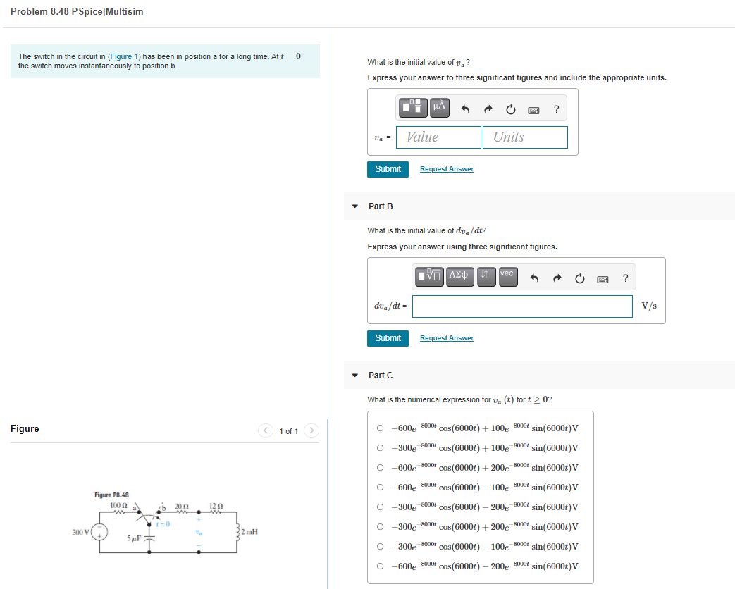 Solved Problem 8 48 PSpice Multisim The Switch In The Chegg