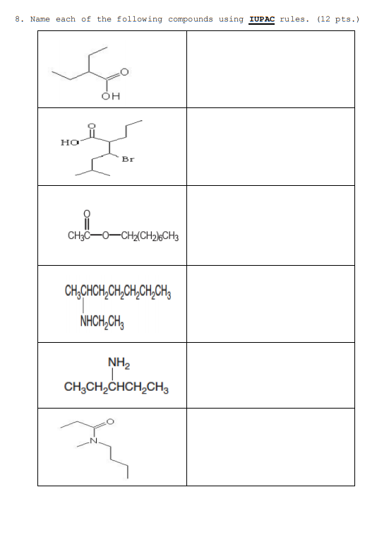 Solved Name Each Of The Following Compounds Using Iupac Chegg