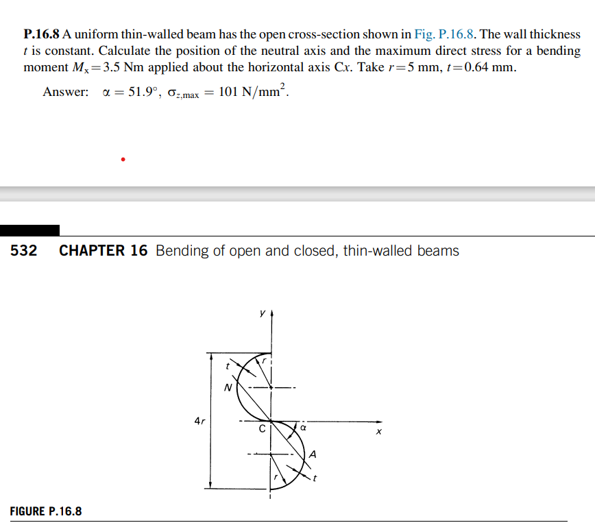 Solved P A Uniform Thin Walled Beam Has The Open Chegg