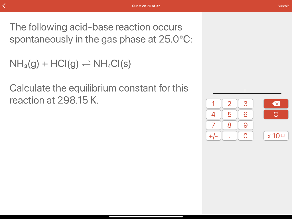 Solved Question 20 Of 32 Submit The Following Acid Base Chegg