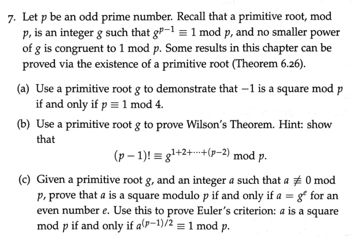 Solved 7 Let P Be An Odd Prime Number Recall That A Chegg