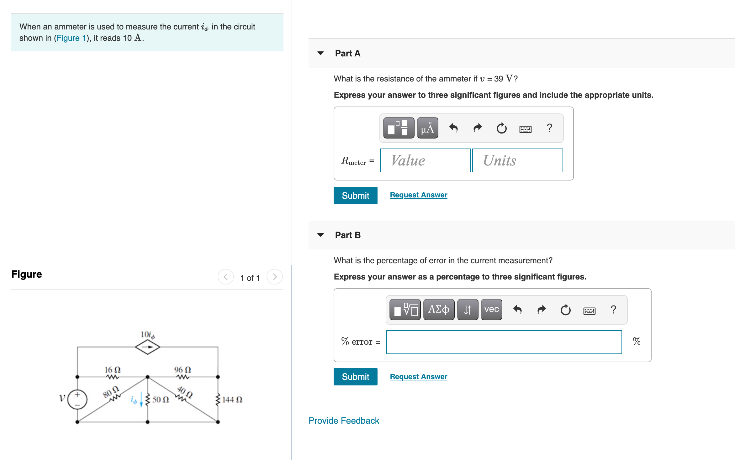 Solved When An Ammeter Is Used To Measure The Current Ip In Chegg