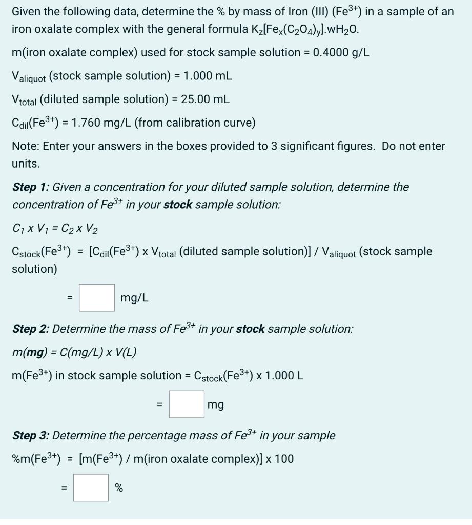 Solved Given The Following Data Determine The By Mass Of Chegg