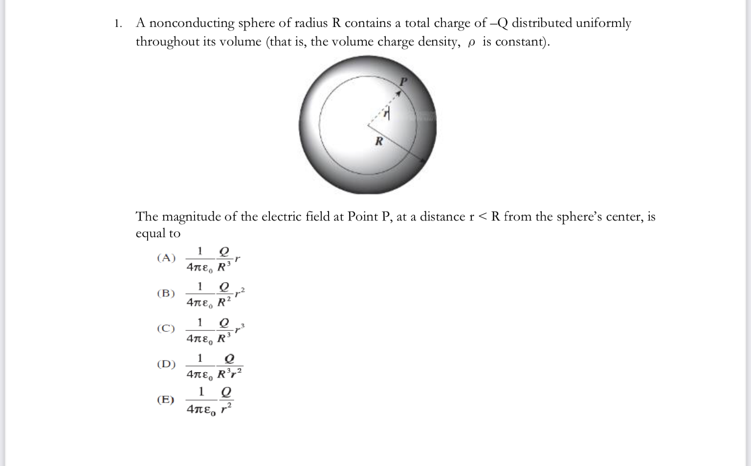 Solved R R A Nonconducting Sphere Of Radius R Chegg