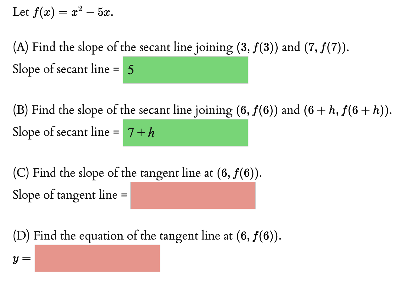 Solved Let F X X2 5x A Find The Slope Of The Secant Chegg